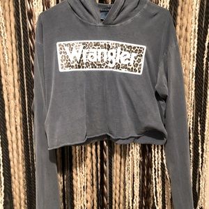 Wrangler logo cropped hoodie tee long sleeve